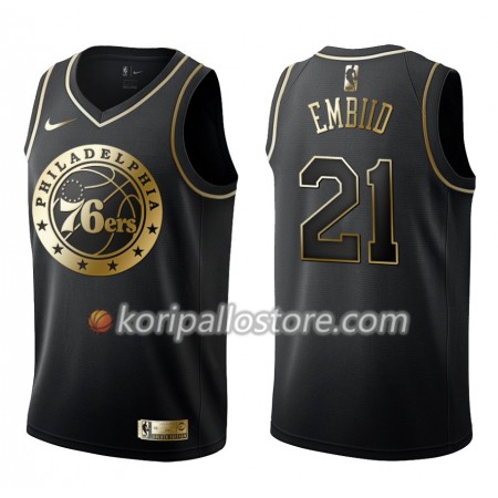 Philadelphia 76ers Joel Embiid 21 Nike Musta Golden Edition Miesten Pelipaidat Swingman 
